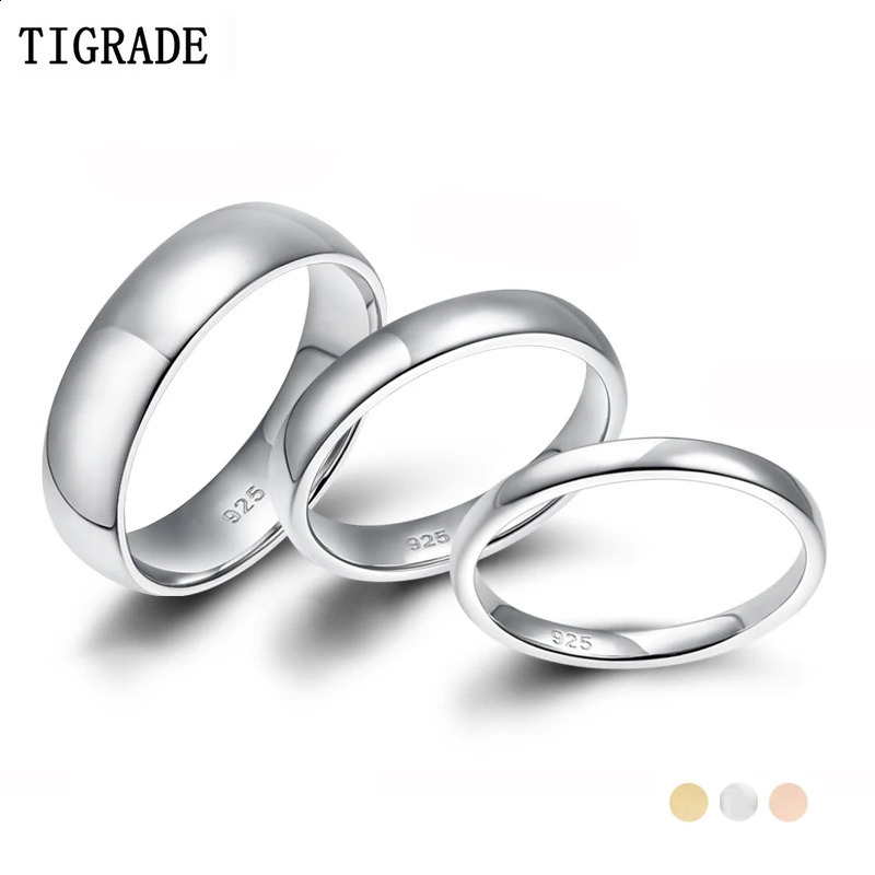 Tigrade 2/4/6mm Women Silver Ring High Polished Wedding Band 925 Sterling Silver Rings Simple Engagement Bague Female Jewelry 250424