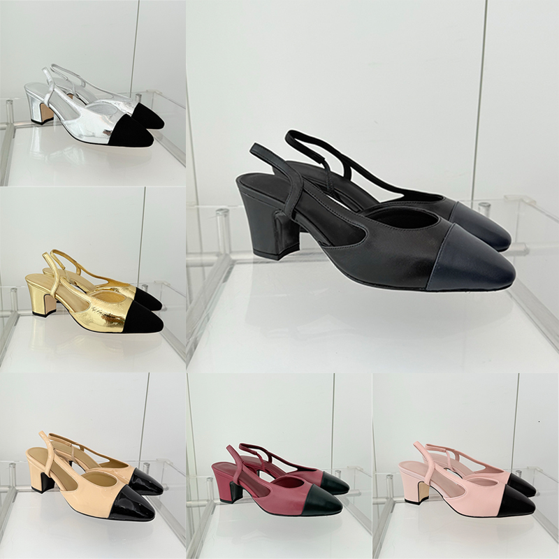 Hot Chunky Heel Slingback Sandals Women High Heels Designer Boat Shoes Genuine Leather Suede Ballet Flats Loafers Dress Shoes 995