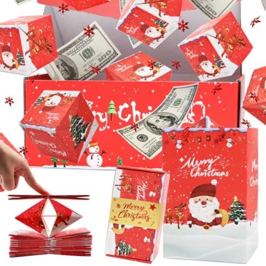 Surprise Gift Box Explosion for Money Unique Folding Bouncing Red Envelope Gift Box with Confetti Cash Explosion Luxury for Bir C251127-image-1086356974