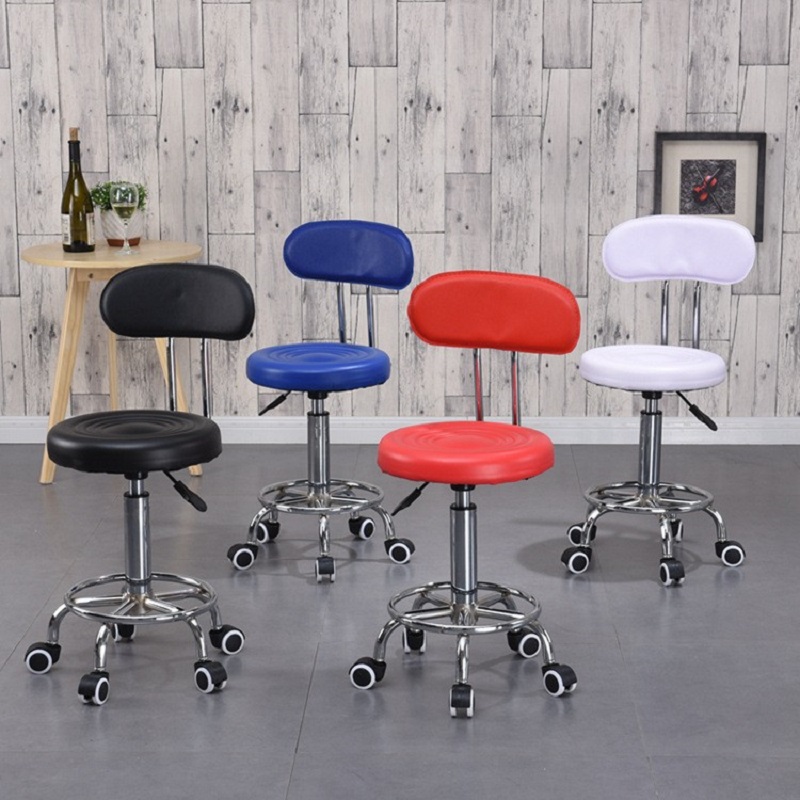 Hair and nail salon chair, barber chair, adjustable swivel stool, round stool, professional salon stool, beauty stool with casters-image-1086269293