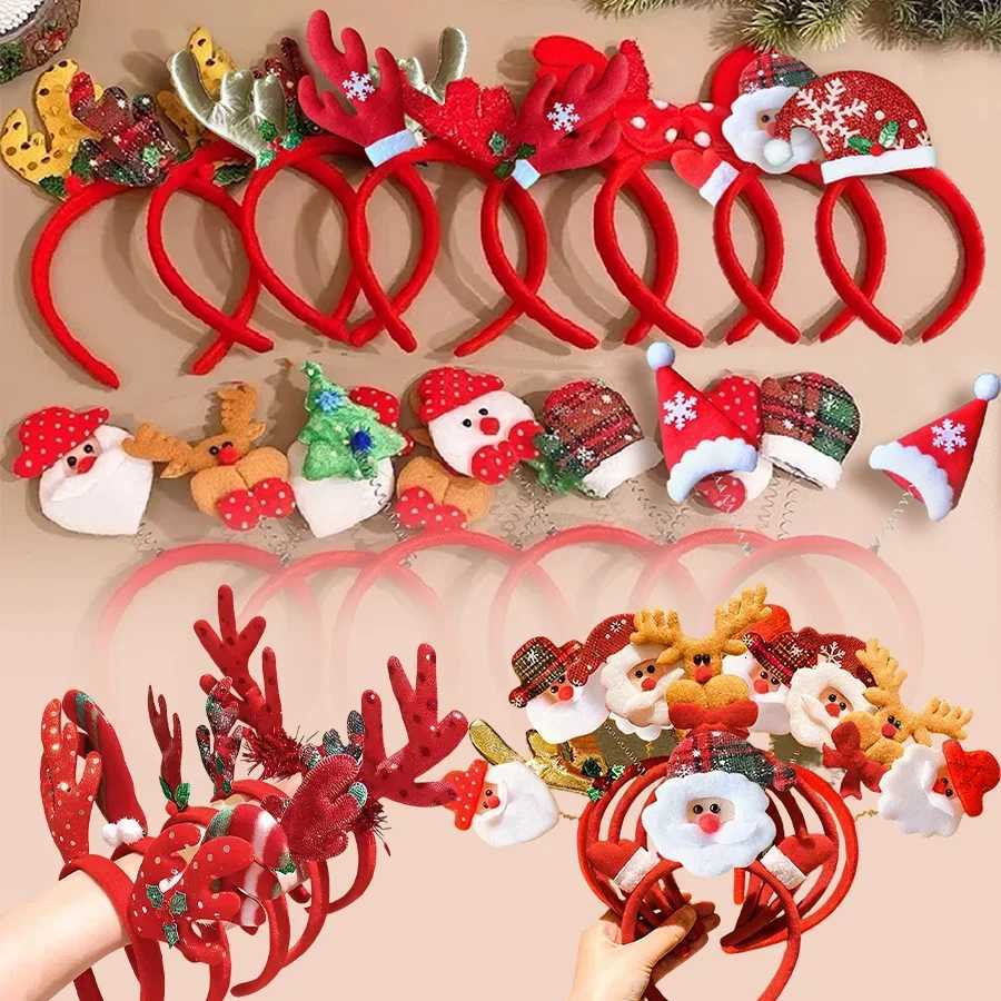 1-20pcs Christmas Headbands Snowman Reindeer Antlers Santa Design Hairband New Year Hair Accessories Xmas Gifts Photo BoothM251127-image-1086321959