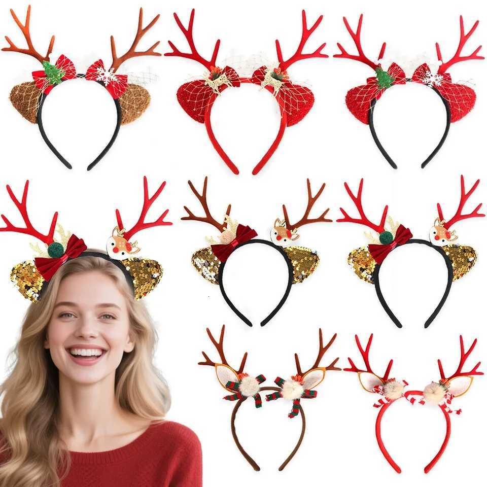 Christmas Oversized Antler Headbands - Forest-Style Reindeer Headpieces for Adults Kids -Santa Party Decor Deer Ear Hair ClipsM251127-image-1086321785