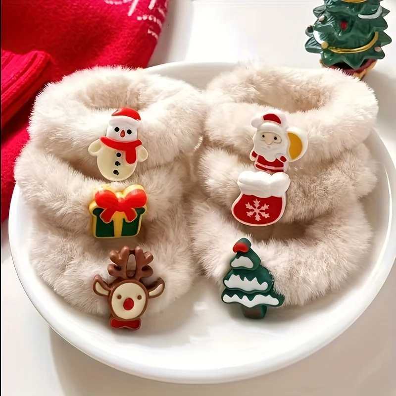 6pcs Cute Christmas Hair Ties - Plush Elk Snowflake Design Soft Hair Bands for Women Festive Holiday Hair AccessoriesM251127-image-1086324037