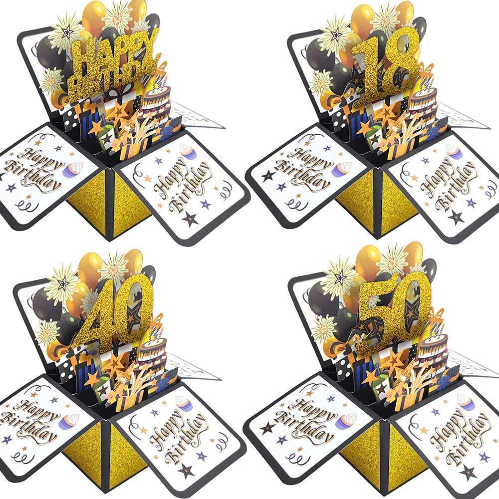 Black Golden Happy Birthday Pop Up Card 18th/30th/40th/50th/60th Birthday Card With Note Envelope Adult Birthday Gifts Greeting C251127-image-1086357443