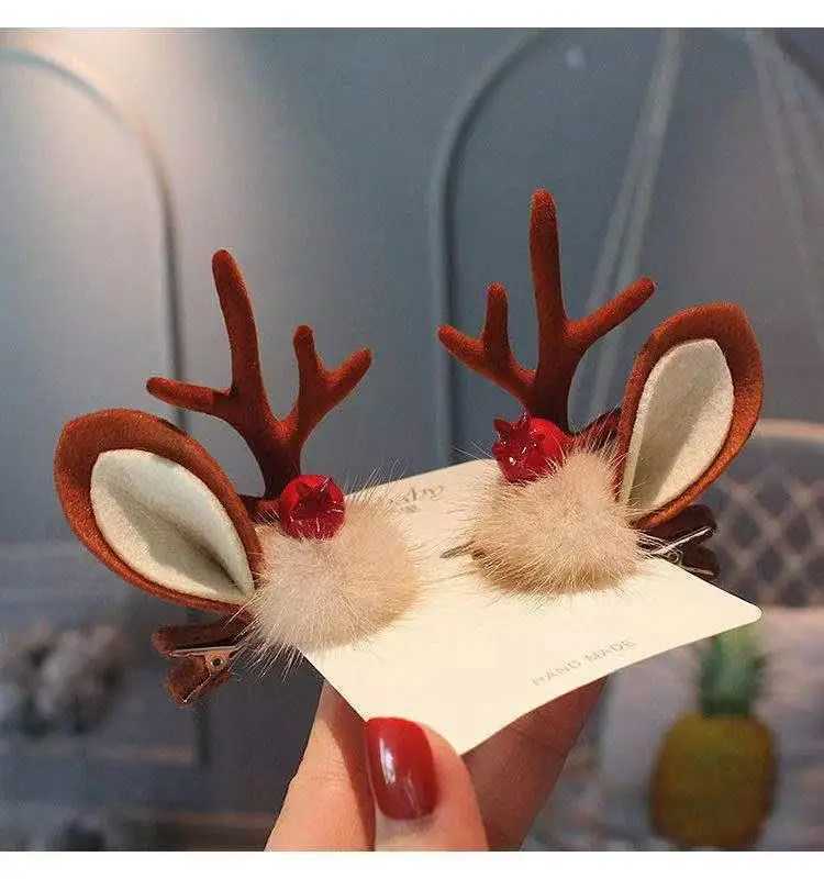 2Pcs/Set Cute Christmas Antler Hair Clip Elk Santa Hairpin Xmas Ornaments Merry Christmas Decor Gift For Girls Hair AccessoriesM251127-image-1086321655