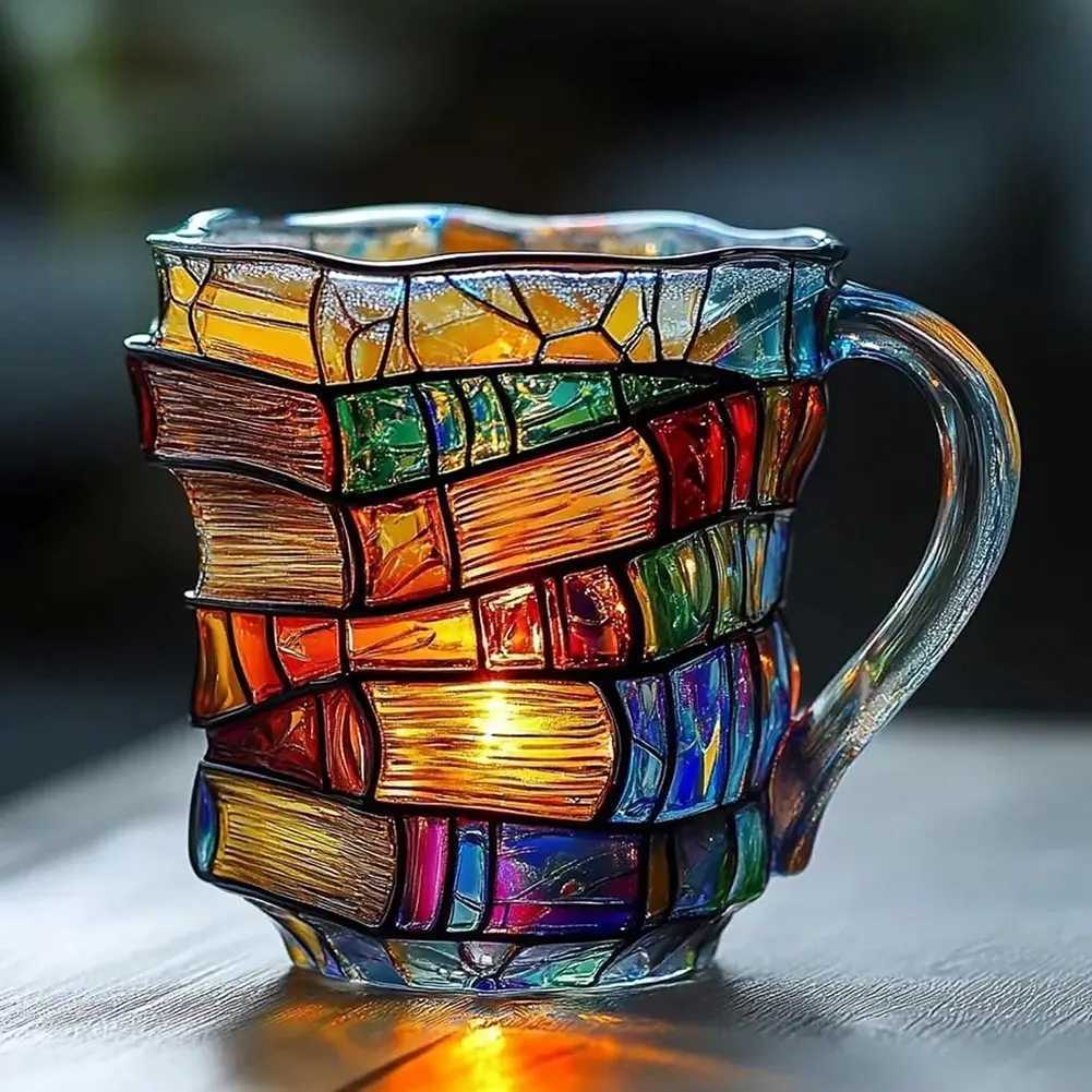 Painted Book Coffee Mug Book Shaped Tea Cup Gifts for Home Office Decoration C251127-image-1086352561
