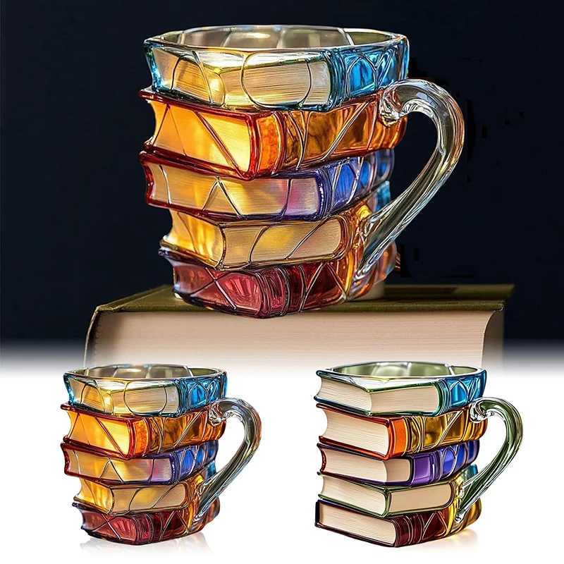 Painted Book Mug 11oz Novelty 3d Painted Books Coffee Mug Unique Colorful Resin Books Stack Coffee Cup Collection Gifts C251127-image-1086352512