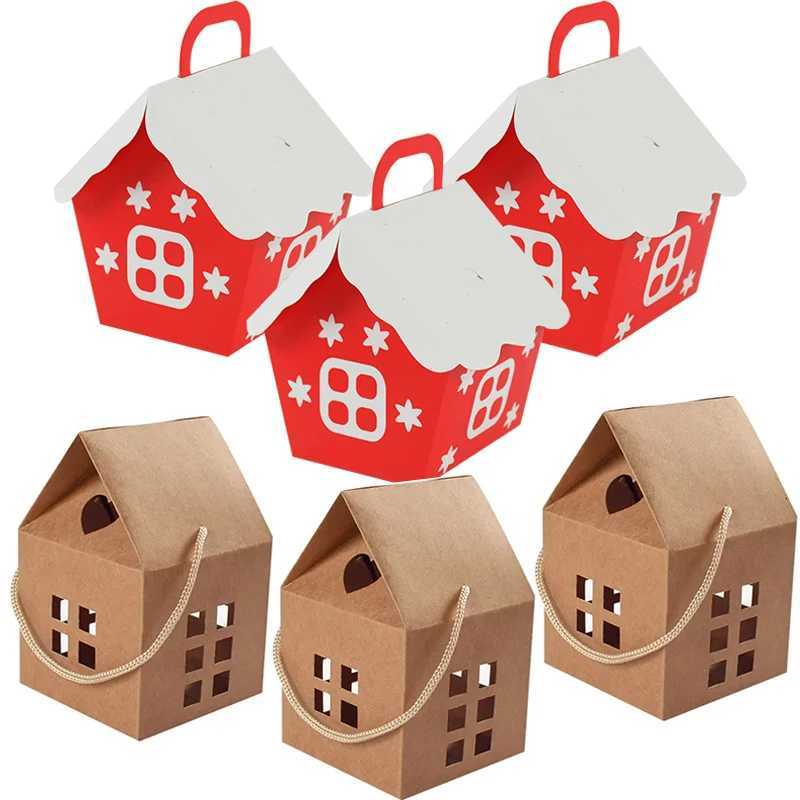 5/10/20pcs House Shape Christmas Candy Boxes Baking Cookies Gift Packaging Paper Box Xmas Decoration For Home New Year 2025 Noel C251127-image-1086356362