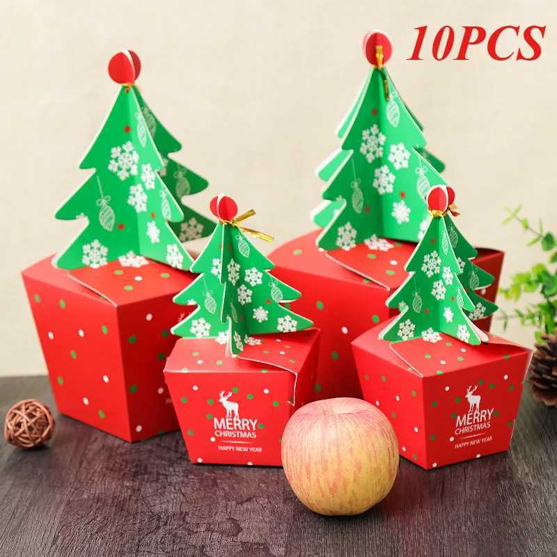 10PCS Christmas Gift Packaging Paper Box Christmas Tree Apple Box Peace Fruit Candy Cake Box for Christmas Eve C251127-image-1086356315