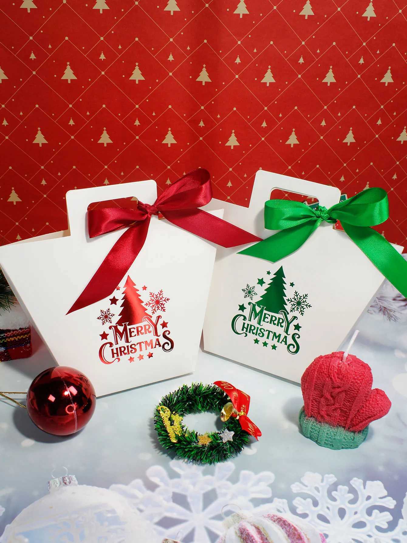 5/10pcs Christmas Gift Box Holiday Goodie Paper Boxes Xmas Treats Party Favors Cookie Boxes Treat Boxes C251127-image-1086356061