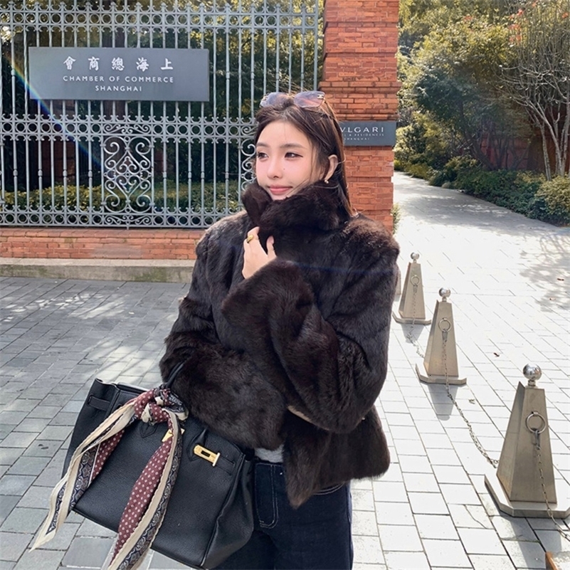 Natural Rabbit Fur Coat Women Autumn Winter Jacket Leather and Fur Womens Clothing Female Outerwears 2025 Fur Lady 251126