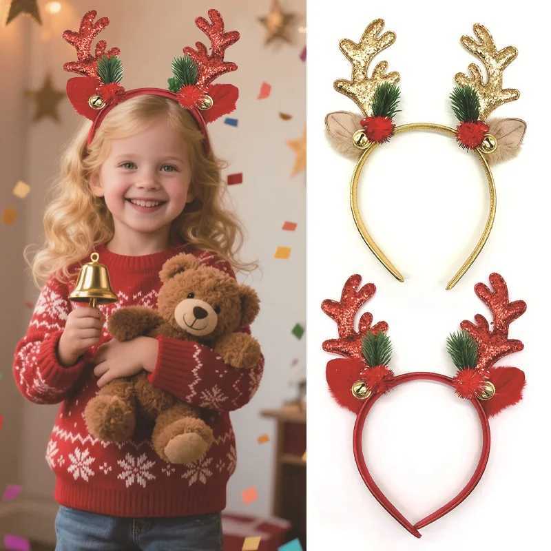 Christmas Reindeer Antlers Headbands Glittery Gold Red Xmas Hair Hoops Festive Holiday Party Hair Accessories For Kid AdultsM251127-image-1086323223