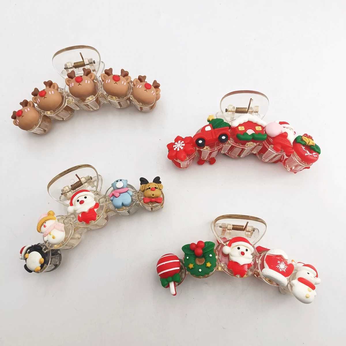 Christmas Transparent Acrylic Hair Clip New Cute Large Hair Claw Barrettes Santa Claus Hairpin Hair Accessories HeadwearM251127-image-1086323796