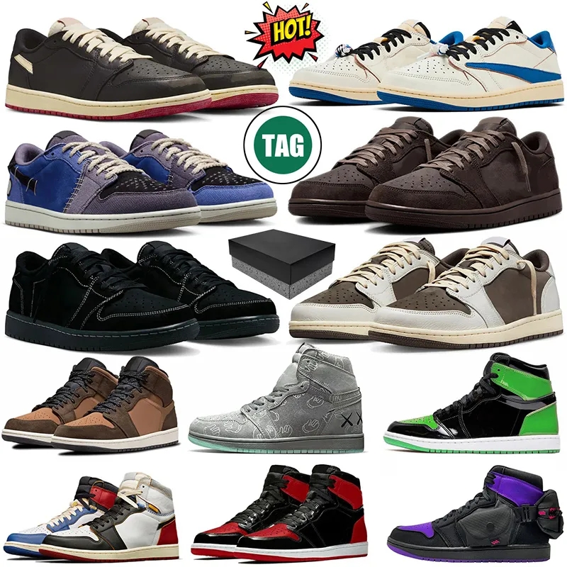 With Box 1 High OG University Blue Basketball Shoes 1s Sneakers Patent Bred low Voodoo Alternate Doernbecher Bred Toe