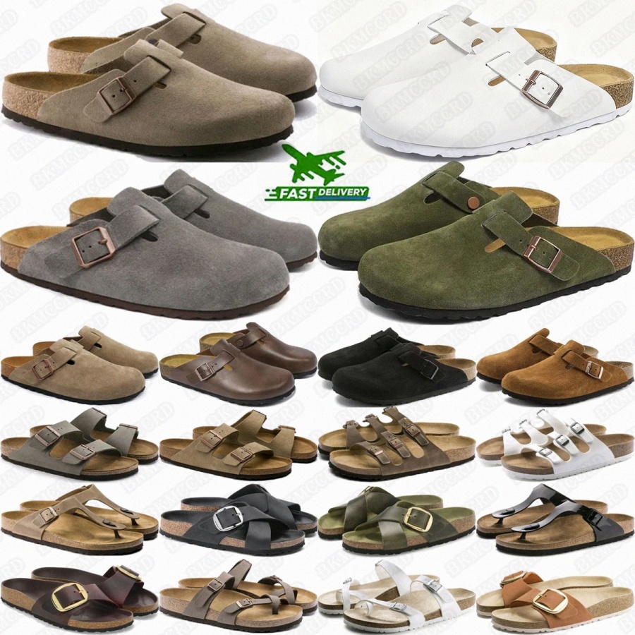 designer clog slides Boston clogs sandals Arizona sandal Birkibuc Soft Footbed Grip Shearling Stone Suede Black Taupe Mocha Brown Mink ssEQ#-image-971865436
