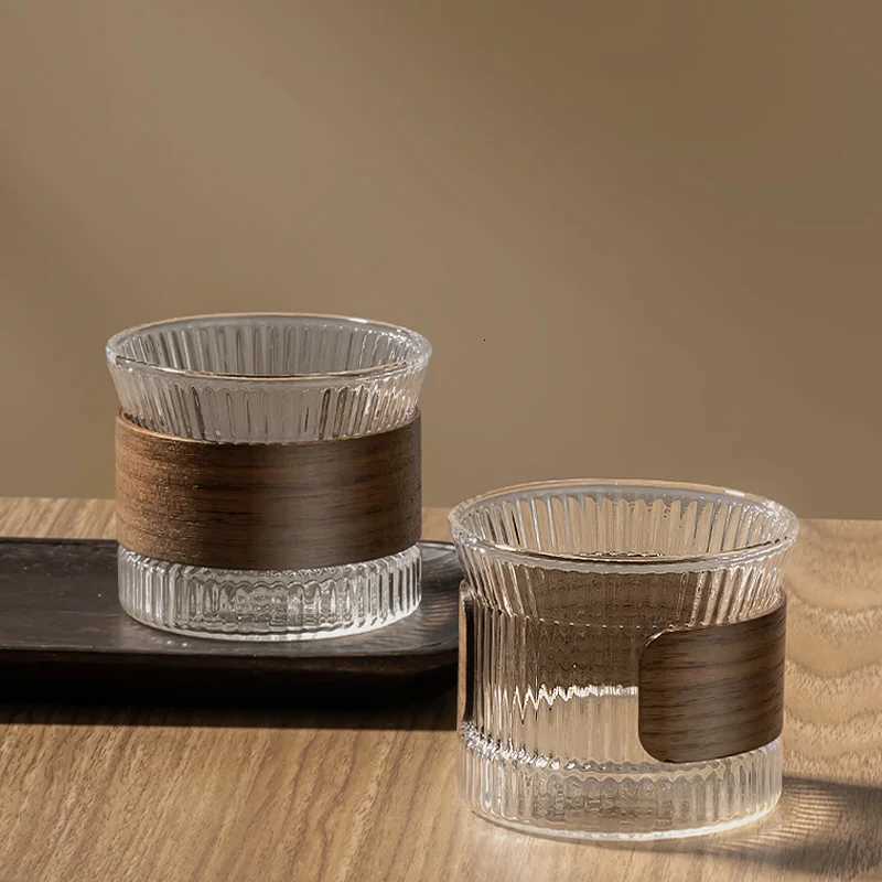 Gianxi Glass Coffee Mug Japanese Style Walnut Cup SleeveTransparent Kawaii Cup Coffeeware Beautiful Tea Mugs Beer Mug Cute Mug C251127-image-1086352424