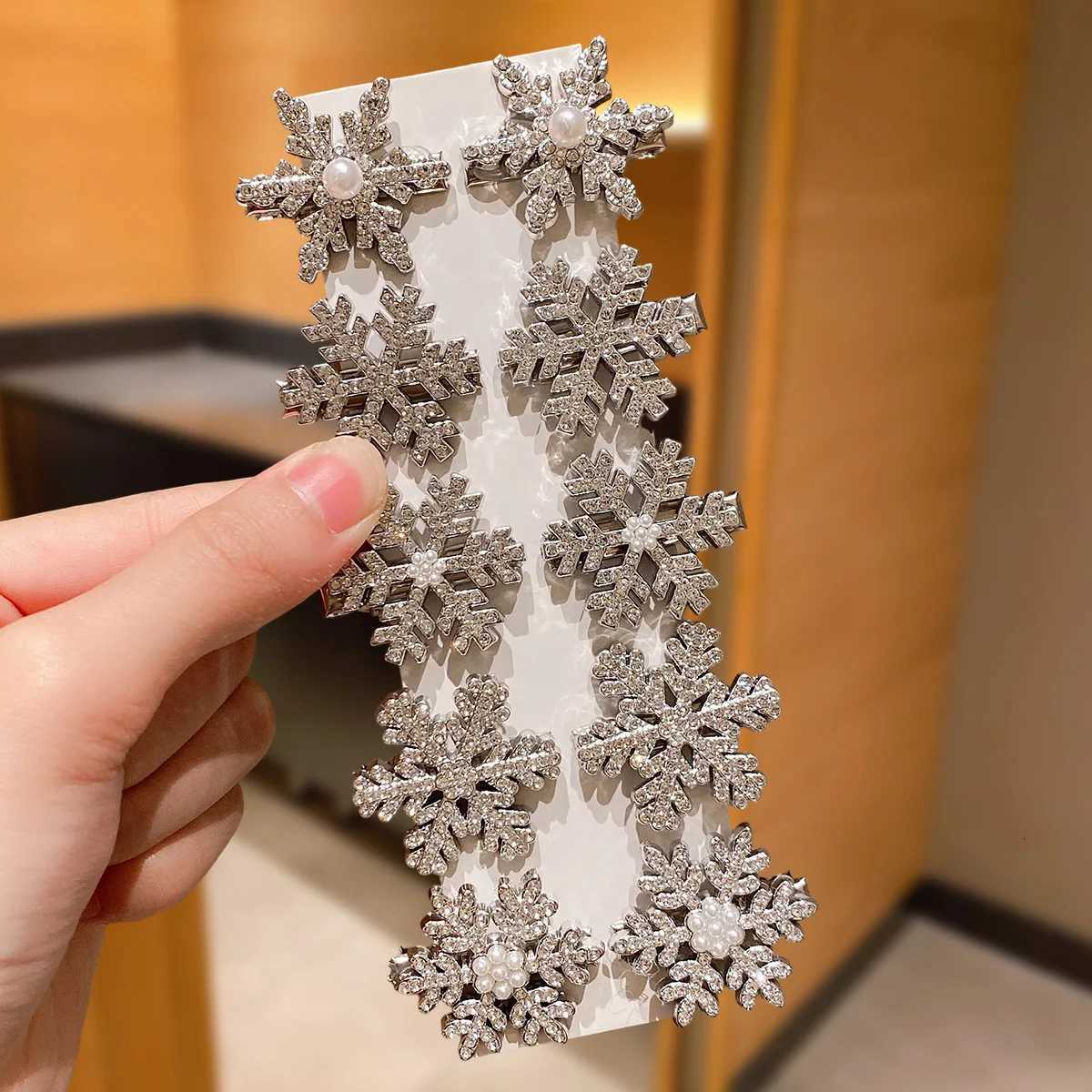 10-Pack Silver 3D Snowflake Hairpins for Women Elegant Winter Christmas Party Daily Outings Half-Updos Updos Styling AccessoriesM251127-image-1086324016