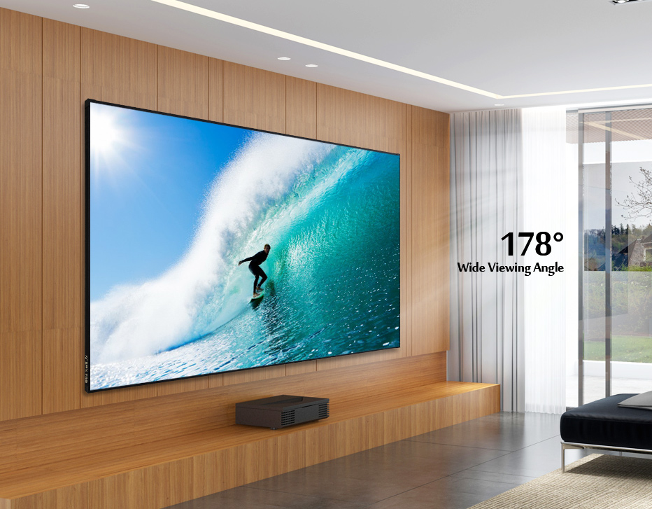 92 inch-150 inch ALR UST Fixed Frame Projector Screen CLR 4K 8K Ambient Light Rejecting Screen For Ultra Short Throw Projectors-image-1055445339