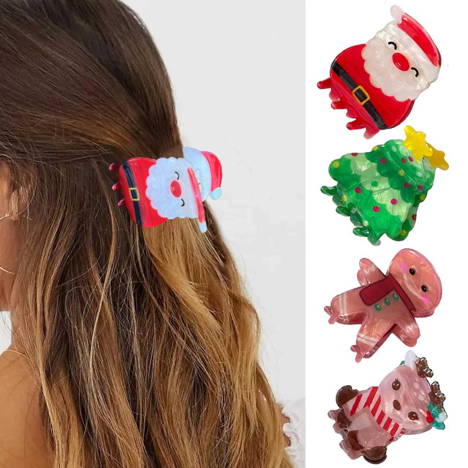 1PC Christmas Sweet Cute Elk Christmas Tree Hair Clip Gingerbread Man Hair Clip Santa Claus Festive Hair AccessoryM251127-image-1086322083