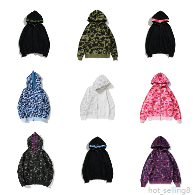 luxury kids Full Zip Up Shark Hoodie Camo Jacket Tie Dye Camouflage Embroidery Hood Jacket Y2k Streetwear Tracksuit Coat Boys Girls Sweatshirt Hoody