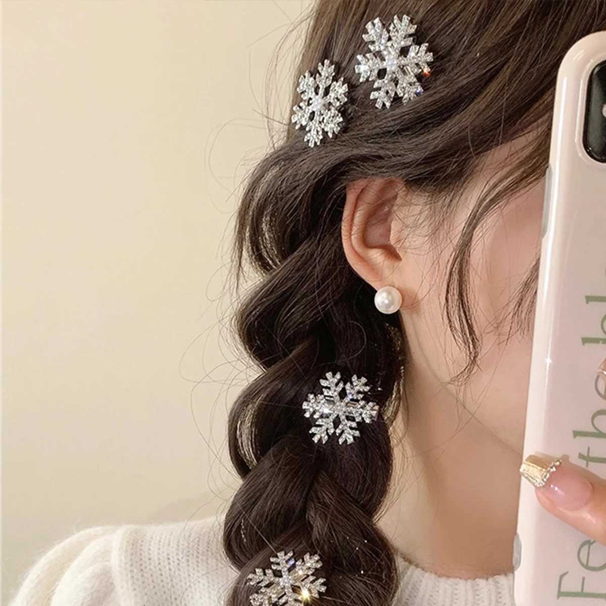 2pcs Christmas Fashion Autumn Winter Super Glitter Rhinestone Snow Hair Clip Hair Accessories for Women to WearM251127-image-1086324117
