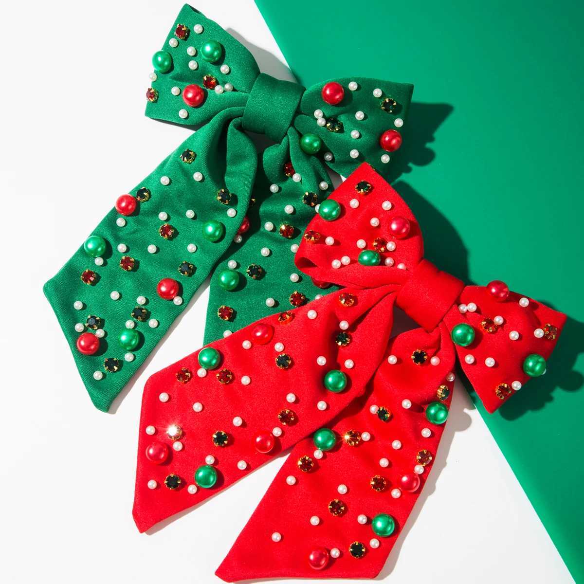 Épingle à cheveux avec nœud pour femmes, éléments de noël, mode, clou, diamant, perle, fête de vacances, pince à cheveux, accessoires pour cheveu