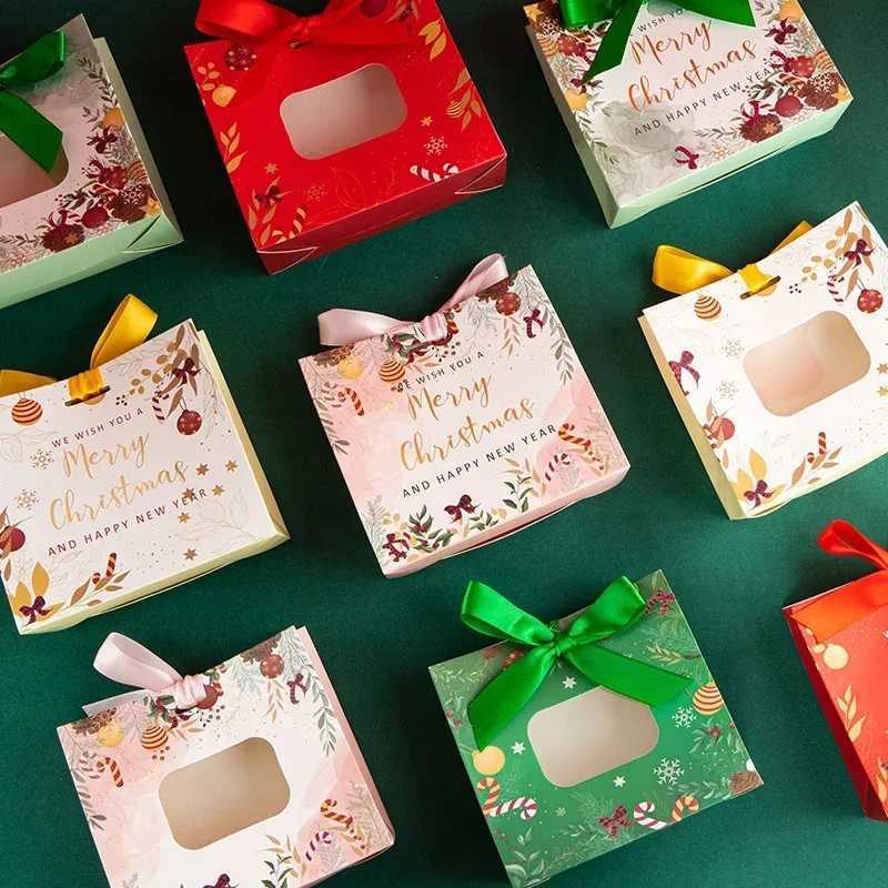 20PCS Christmas Candy Box with Window Candy Treat Cookie Pouch Christmas Party Decoration Packing Case NewYear Gift 2025 Navidad C251127-image-1086356188