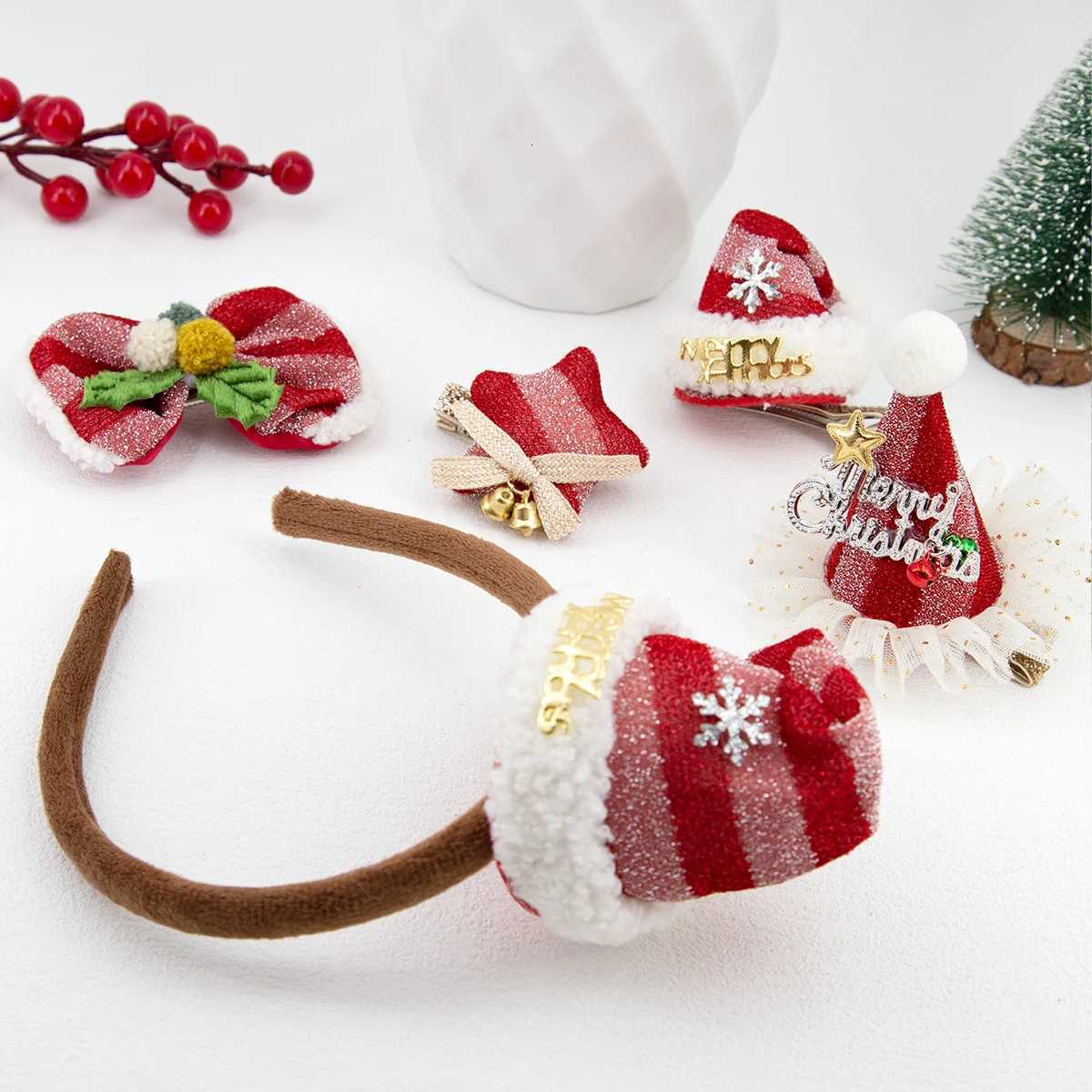 Sequin Christmas Hairpin Merry Christmas Decor Star Christmas Hat Headband Santa Claus Kids Gifts Children Antler Hair ClipM251127-image-1086323532