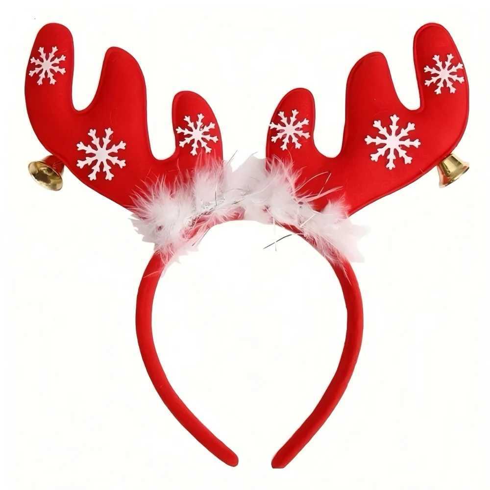 Christmas Antler Headband Deer Ears Plush Bell Snowflake Red Hair Hoop Women Xmas Party Cute Hair Accessories HeadpieceM251127-image-1086323871