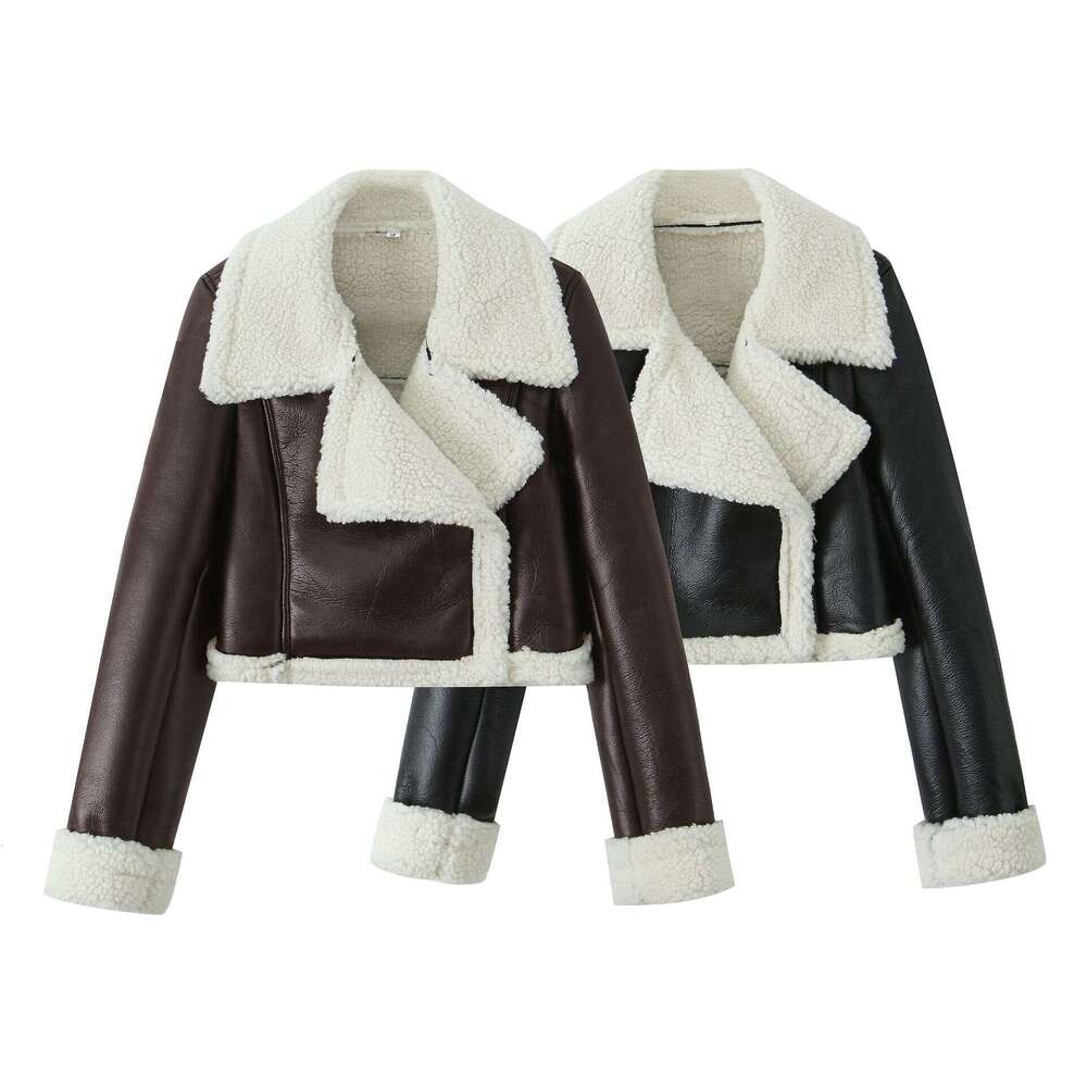 Spring And Autumn New Clothing Lapel Shearling Fleece Short Women S Jacket Coat y2k Luxury Designer