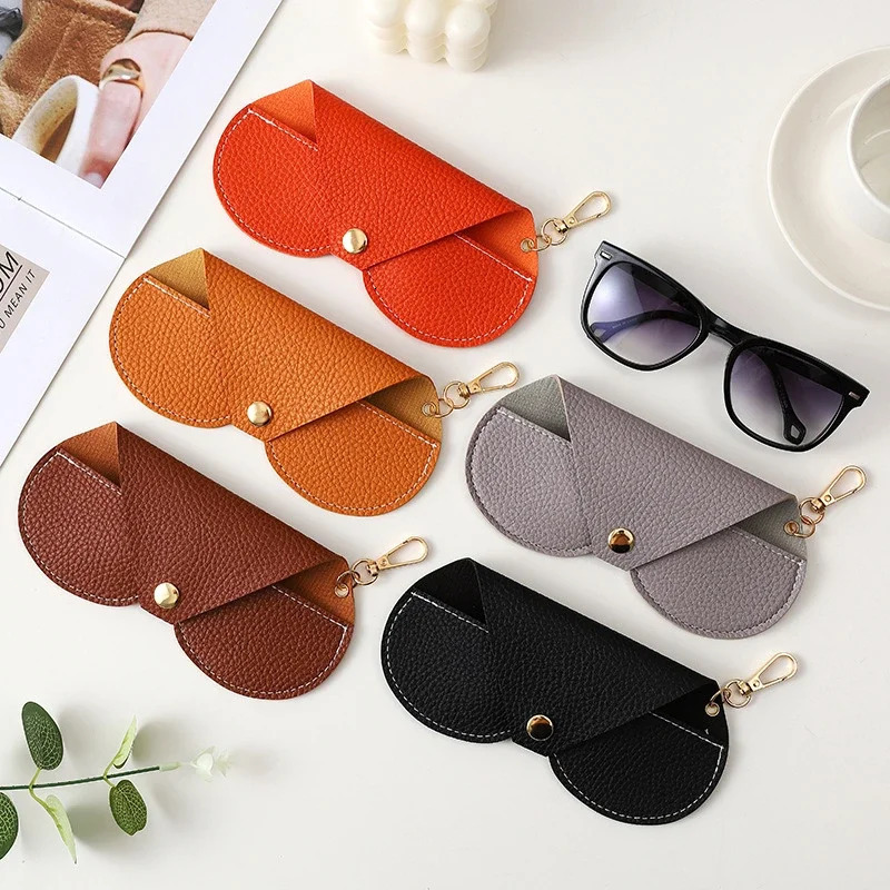 Cute Hanging PU Leather Glasses Storage Bag Litchi Embossed Glasses Cover Portable Travel Eyewear Holder 251126