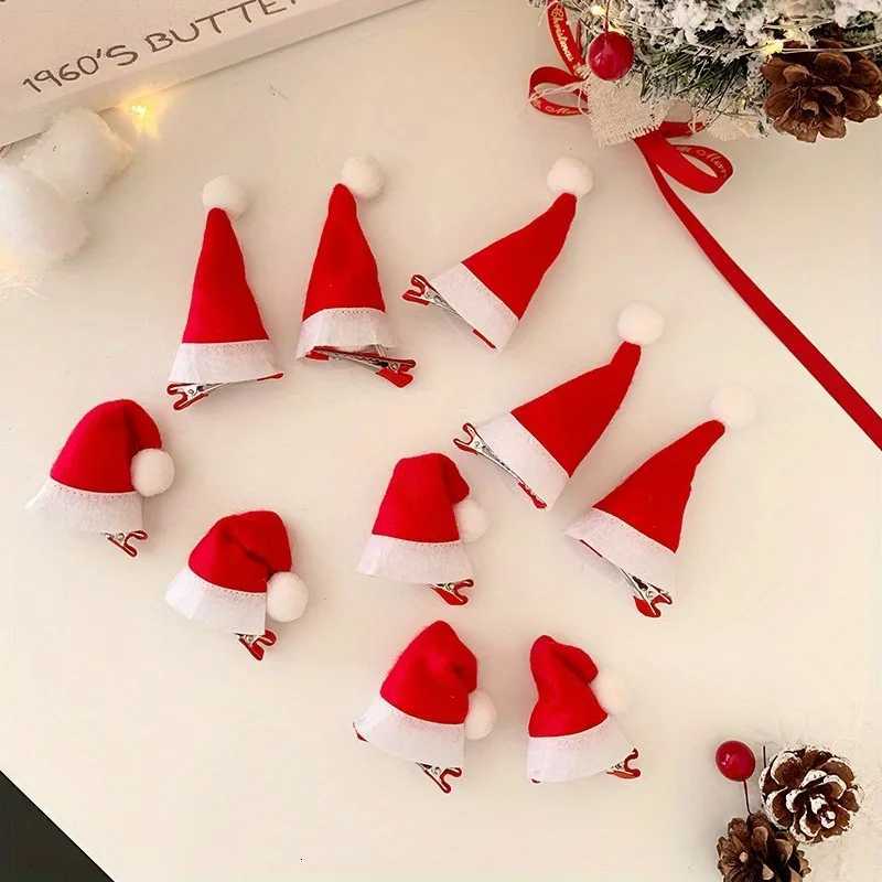 1/12pcs Childhood Fun Christmas Hat Hair Clip 3D Plush Christmas Hat Styling Clip Christmas Theme Cute Hair AccessoriesM251127-image-1086322679