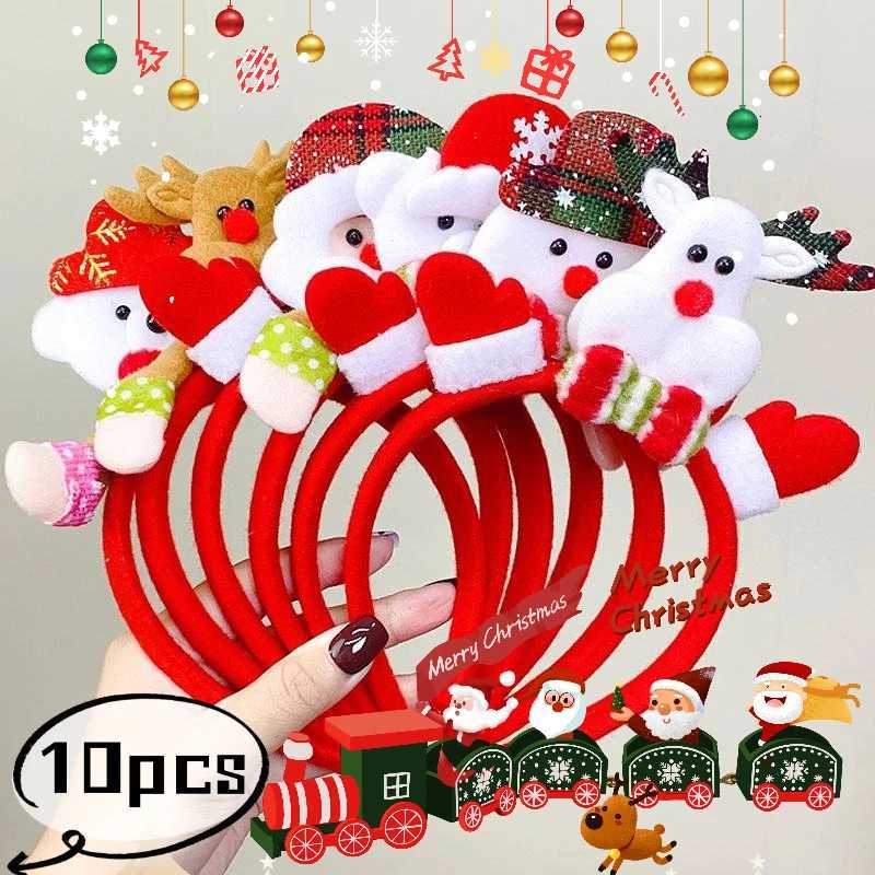 10pcs Christmas Hairband Party Xmas Antlers Headband Party Dress Up Headwear Cartoon Bell Reindeer Headband Gift for FriendsM251127-image-1086322572