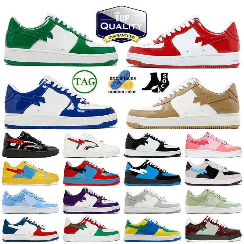 Popular designer trainer low shark mens shoe sta sk8 lace up stripe adjustable sneaker for man soft leather breathable summer spring fall