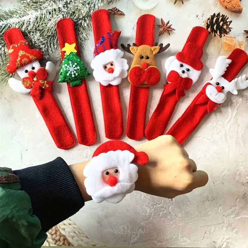 1 Pcs Random Style Christmas Clap Bracelets Holiday Party Gifts With Various Santa Claus Snowman And Reindeer DesignsM251127-image-1086323469