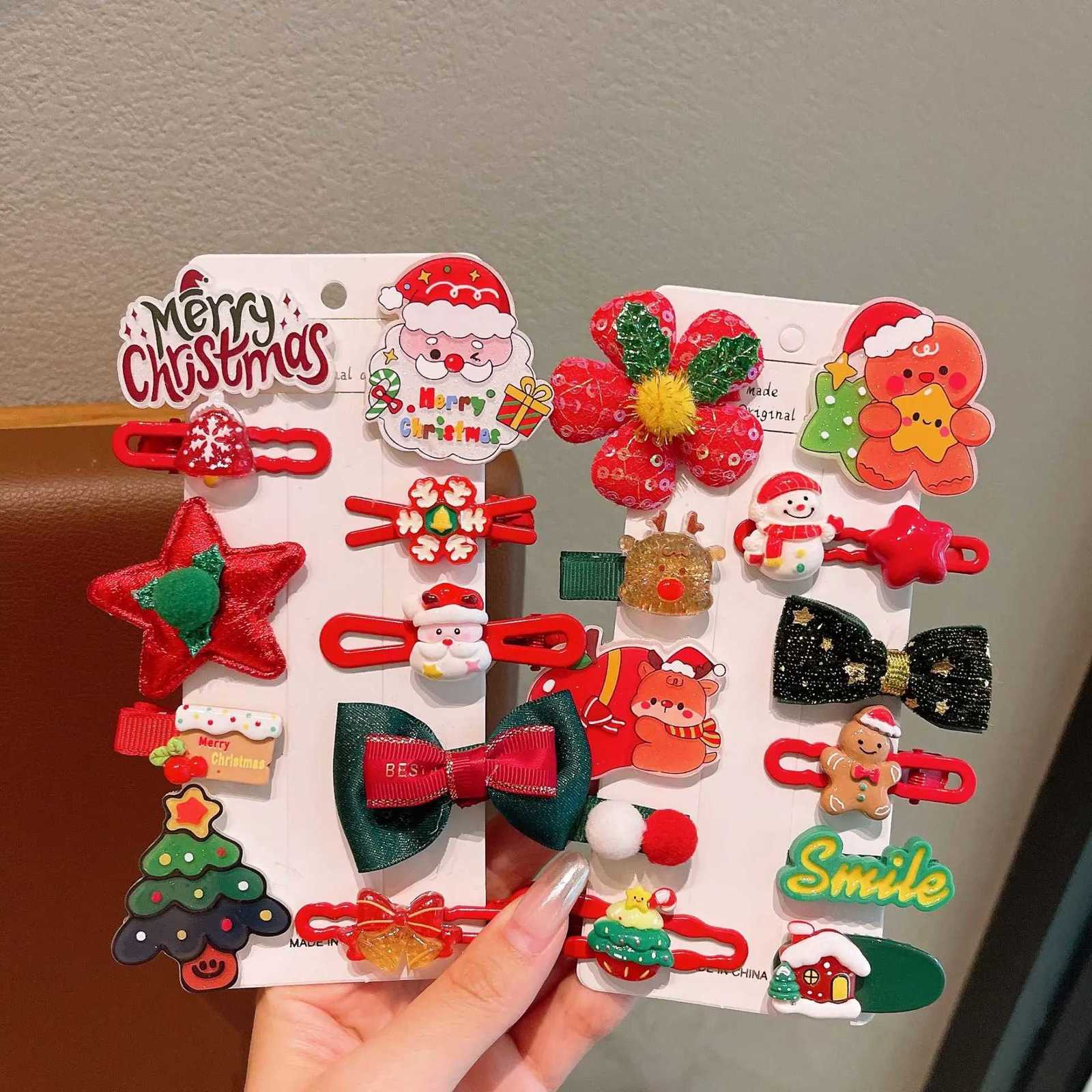 10PCS/Set Christmas Girls Hair Clips Kawaii Childrens Christmas Gift Cute and Exquisite Kids Barrette Christmas Hair AccessoryM251127-image-1086323300
