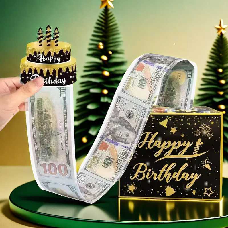 Surprise Birthday Party Decoration with Creative Funny Pumping Cash Money Box with Cake Card For Friends H251127-image-1086326948