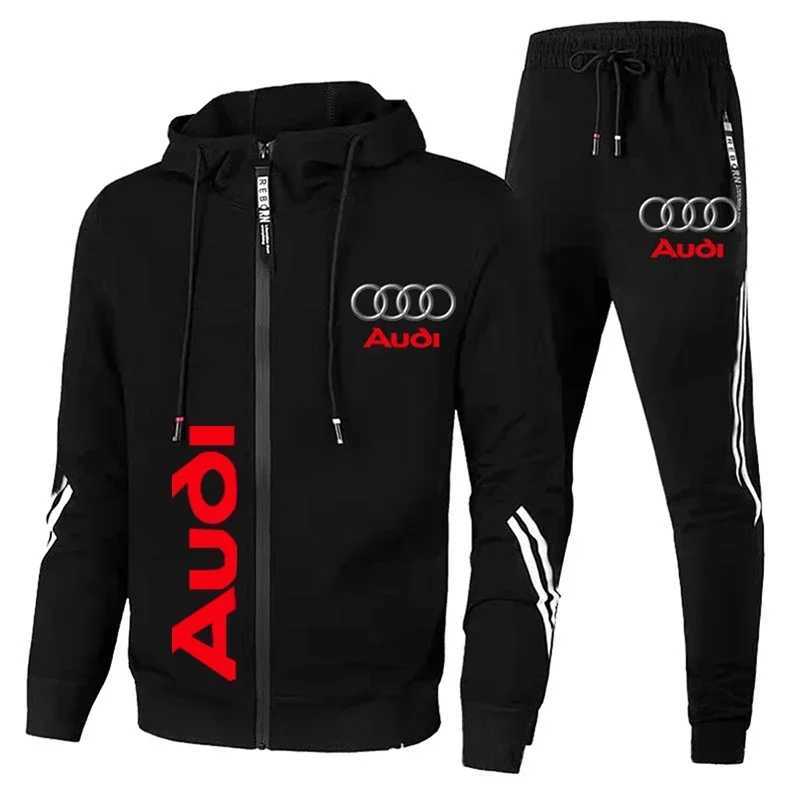 Audi Mens Tracksuit Audi Printed Sportswear Zip PulloverPants 2 Piece Set Casual Running Sets Suit Mens Clothing T251127
