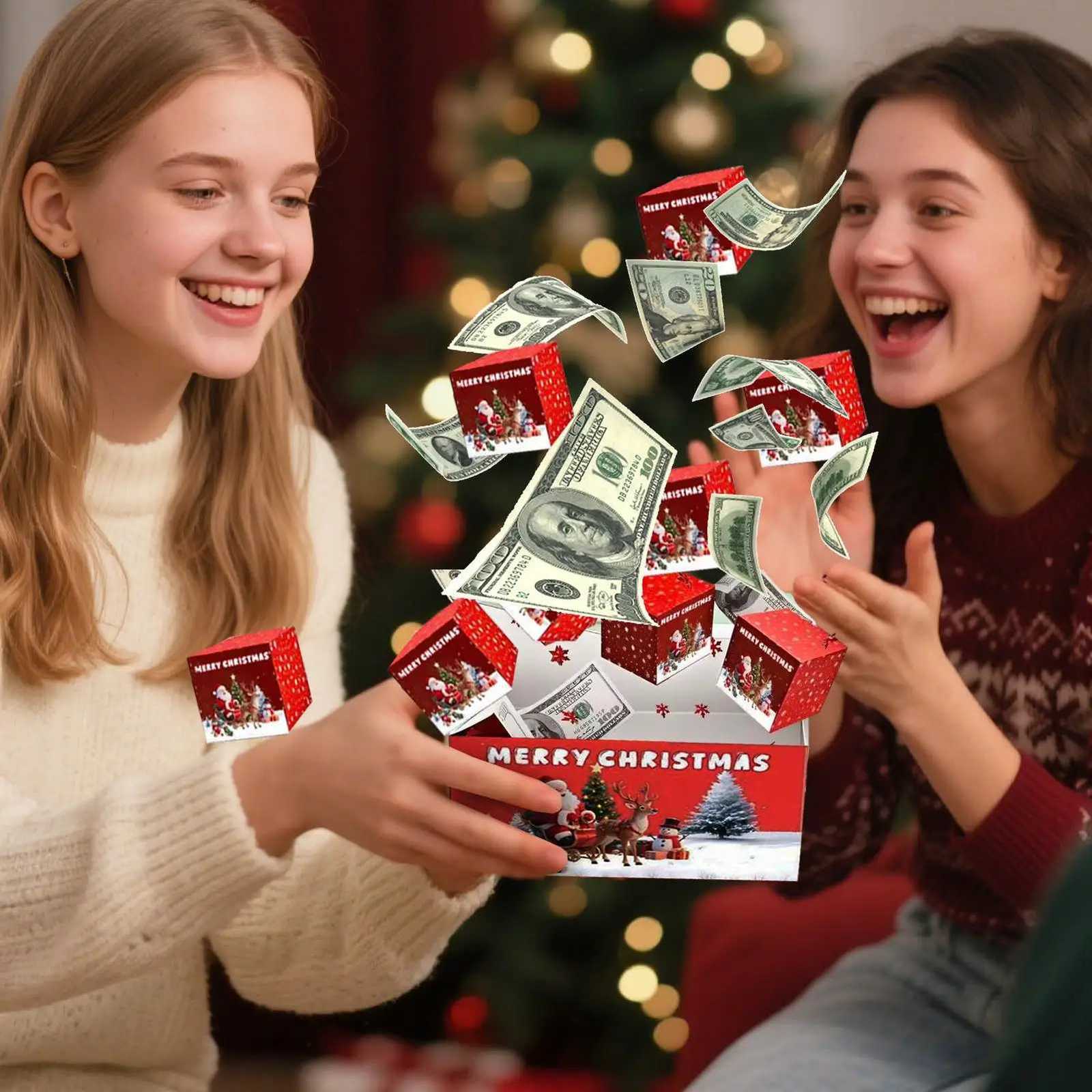Christmas Exploding Box For Money Holiday Folding Pop-Up Cash Holder Box Reusable Festive Case For Jewelry Cash Holiday EventsM251127-image-1086324240