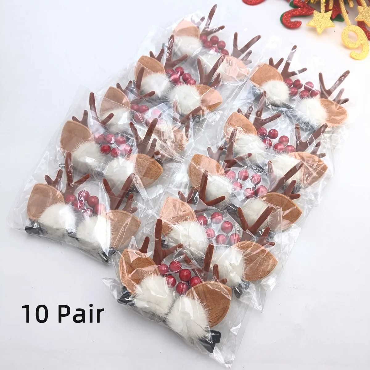2/4/6/10 Pairs Christmas Elk Ear Hair Clip Women Girl Santa Snowman Hairpin Xmas Party Barrettes For Kids Cosplay HeadwearM251127-image-1086321734