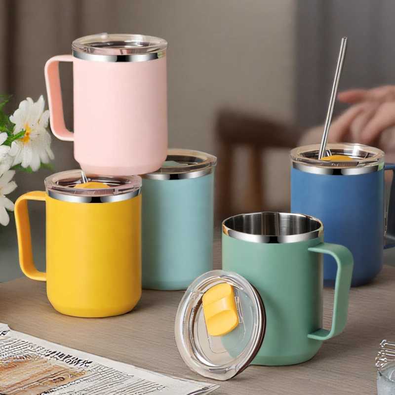 450ml Stainless Steel Insulated Coffee Mug With Handle And Lid Double Wall Vacuum Travel Mug For Office Outdoor Thermos cup C251127-image-1086352484