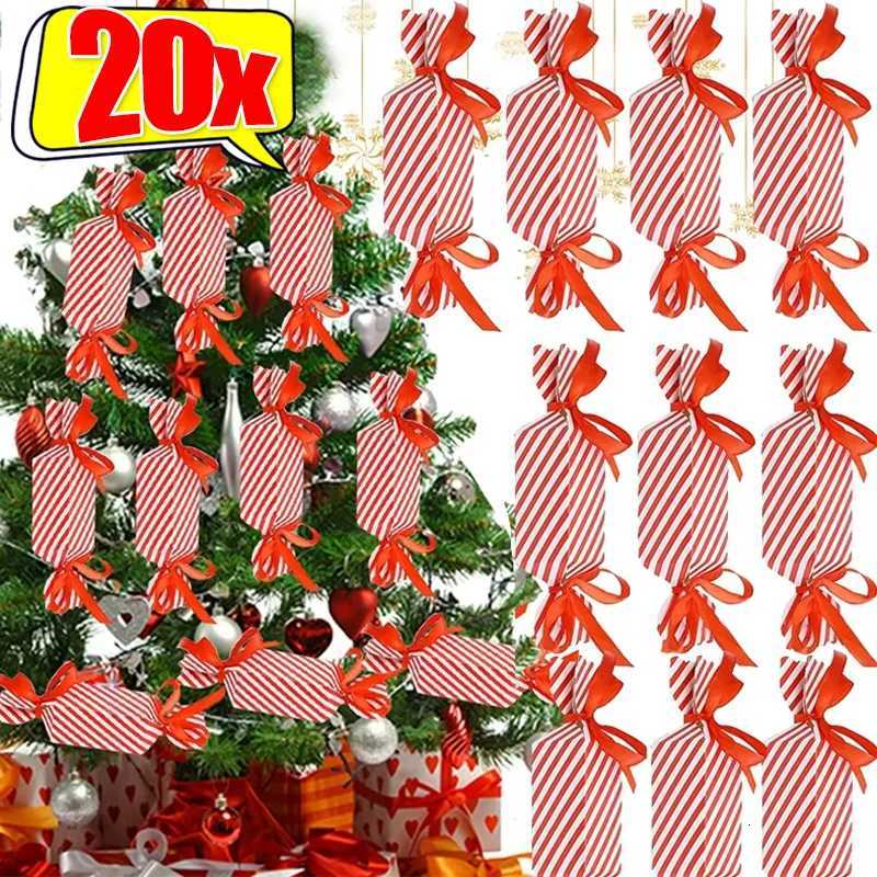 Christmas Candy Box Red White Ribbon Striped Paper Boxes Cracker Gifts Packaging Packs Xmas Tree New Year Party Home Decorations C251127-image-1086356669