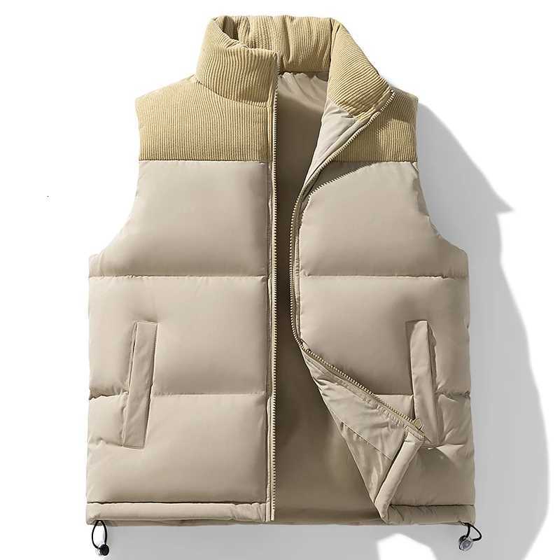 Men Vest Jacket Autumn Winter Oversized Vest Jacket Sleeveless Jacket Solid Color White Puffer Jacket Streetwear Fashion MenM251127
