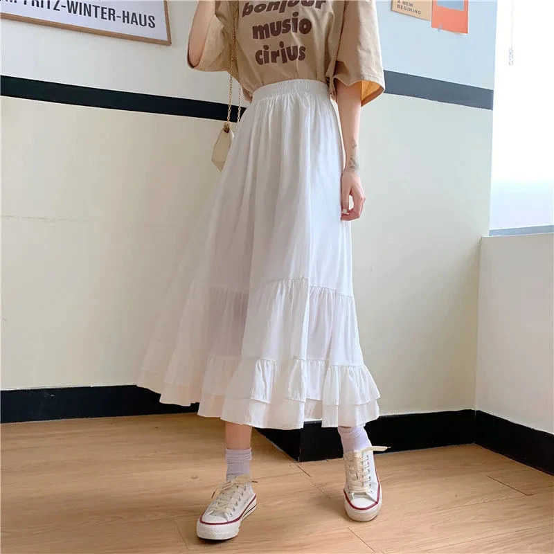 Summer Double Layered Ruffle Cake Skiing Fairycore High Waist Womens Midi Competition Unique ALine Boho Leisure 250428Z
