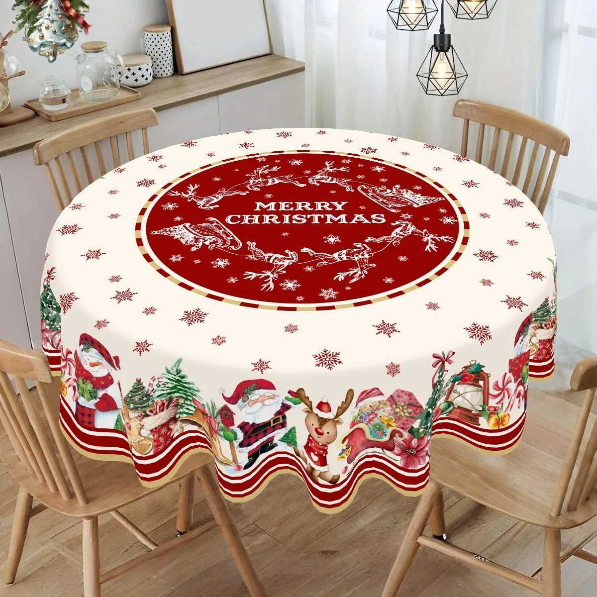 Christmas Tablecloth Santa Claus Snowman Elk Table Cover Merry Christmas Decor For Xmas Navidad Dinner Table Decoration Supplies M251128-image-1086459445