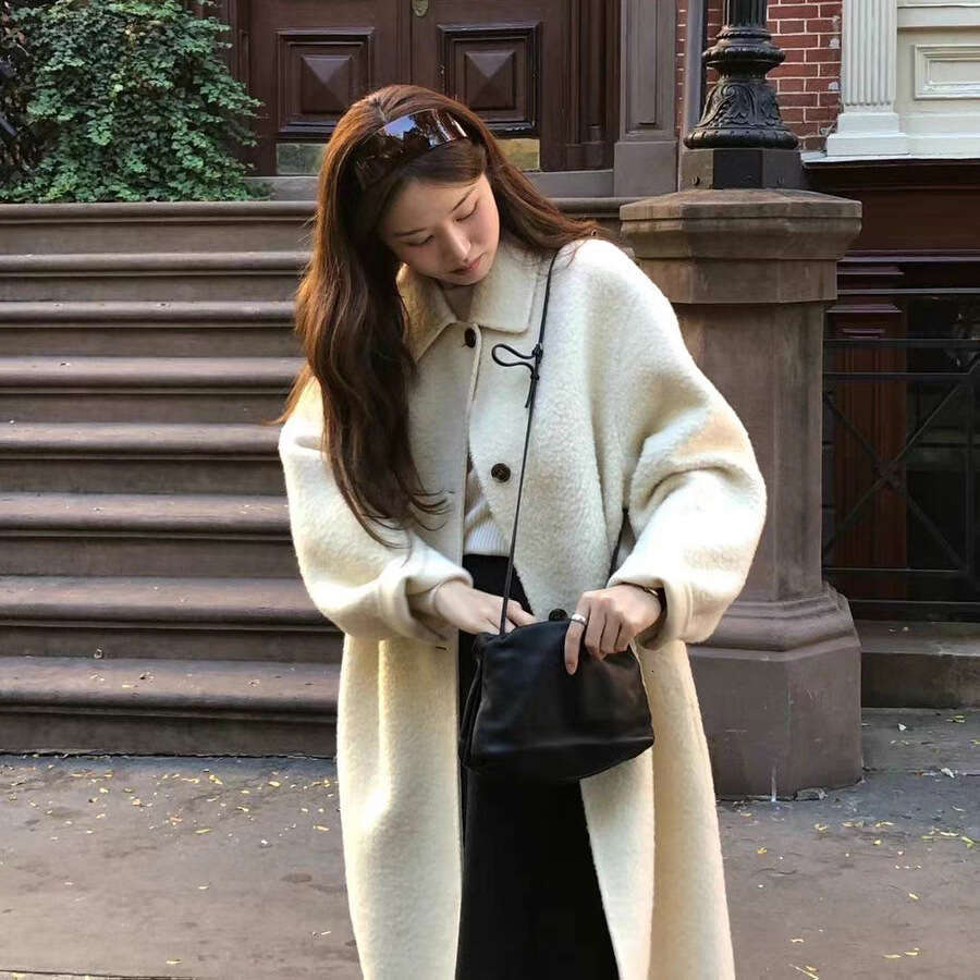 Dongdaemun OU CE – manteau coréen élégant à revers, couleur unie, simple boutonnage, veste de luxe de styliste, nouvelle collection hiver