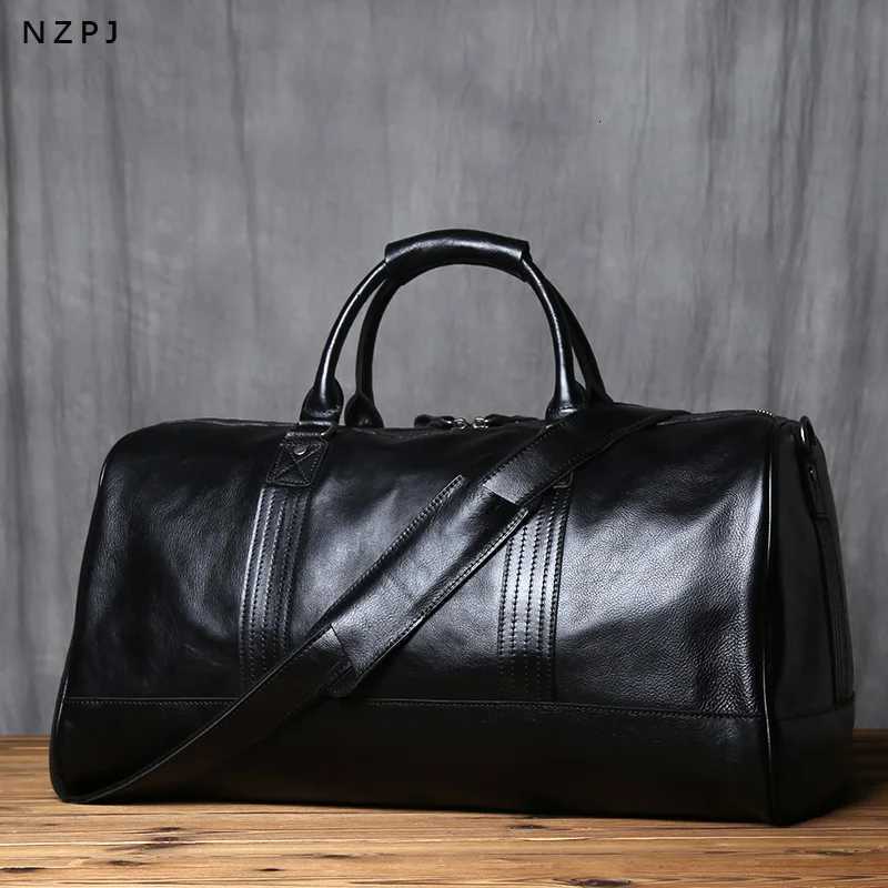 NZPJ Genuine Leather Men Travel Bag Natural Cowhide Handbag Casual Crossbody Bag Large Capacity Lage Bag For 16 inch laptop Y251128-image-1086505905