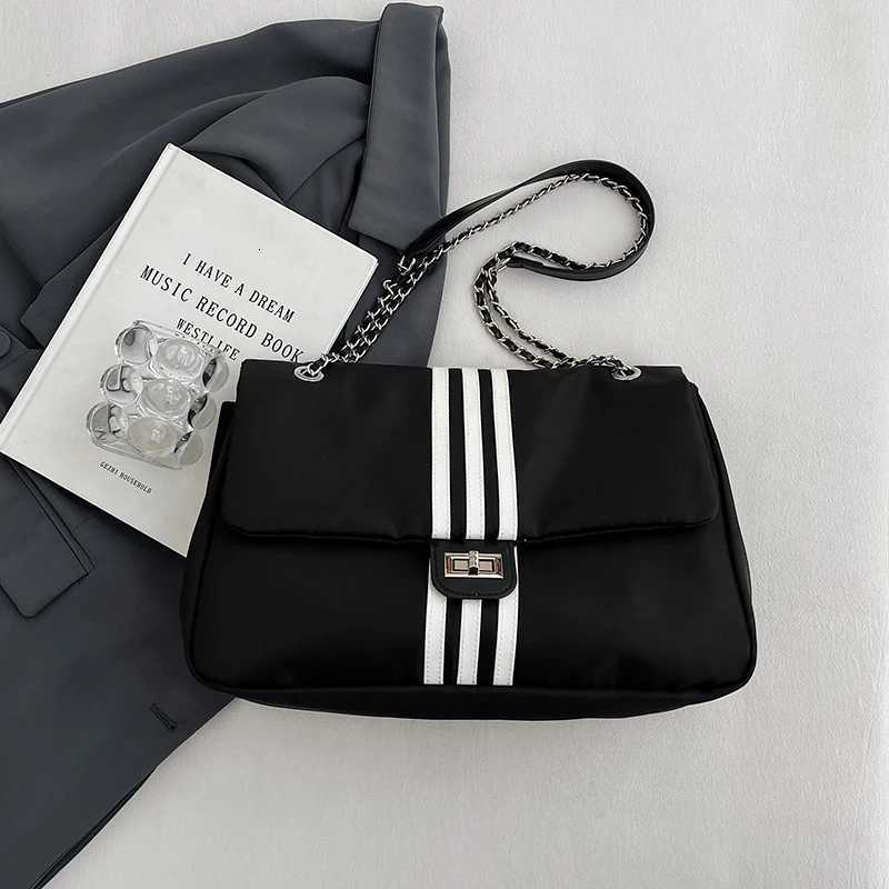Chain canvas bag wens high-end single shoder armpit bag mailman bag ctra Oxford cloth crossbody bag Y251128-image-1086506036