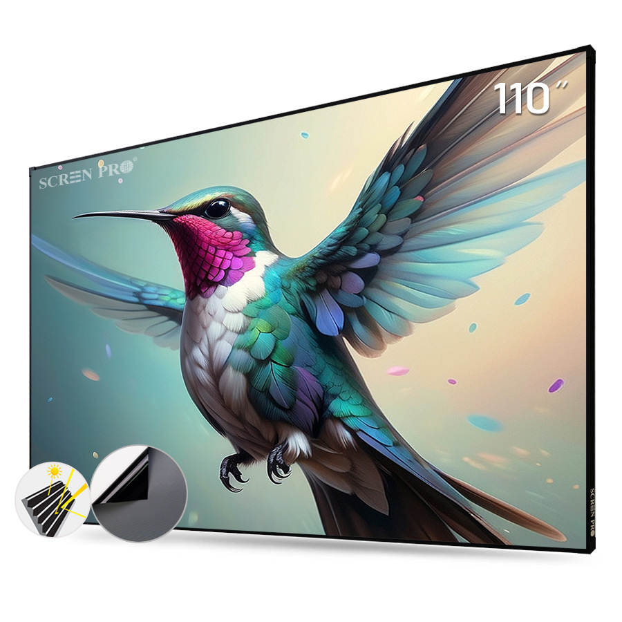 110 Inch ALR UST Projector Screen 4K Ultra HD 16:9 Ambient Light Rejecting Fixed Frame ALR Projection Screen for Ultra Short Throw Projectors-image-1055446615