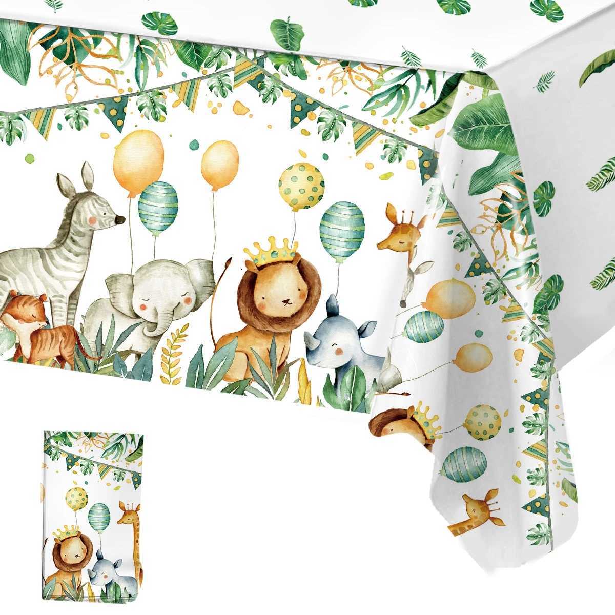 Jungle Animal Tablecloth Balloon Lion Birthday Party Decor Jungle Safari Table Cover Kids Boy Birthday Party Favors Supplies M251128-image-1086459921